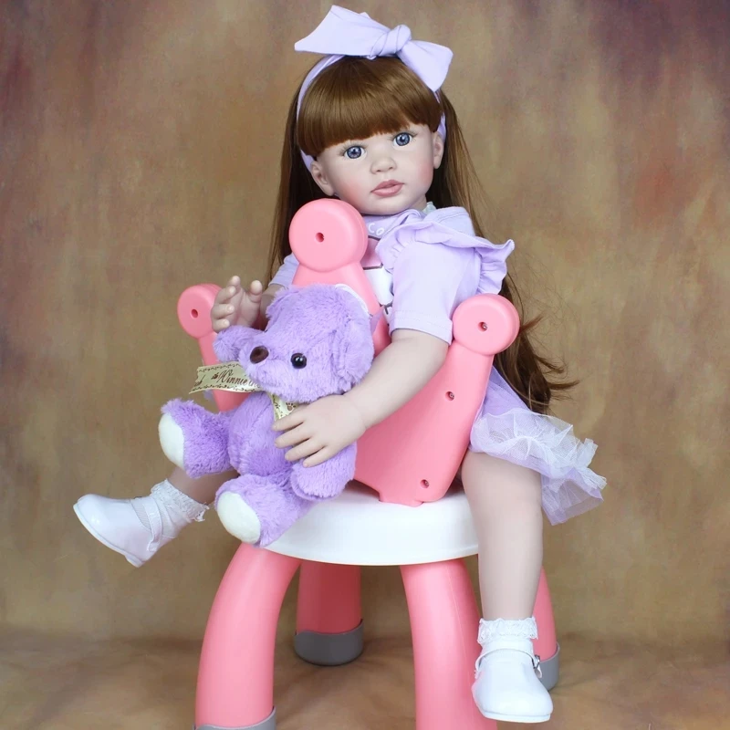 

60 CM Soft Silicone Baby Reborn Doll Cloth Body 24 Inch Princess Toddler Long Hair Bebe Lovely Kid Birthday Gift Play HouseToy