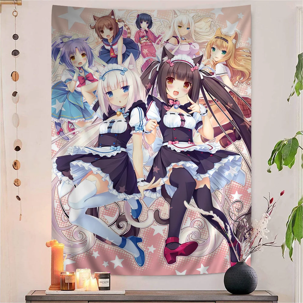 Аниме Nekopara хиппи настенные гобелены для гостиной домашний декор в общежитии