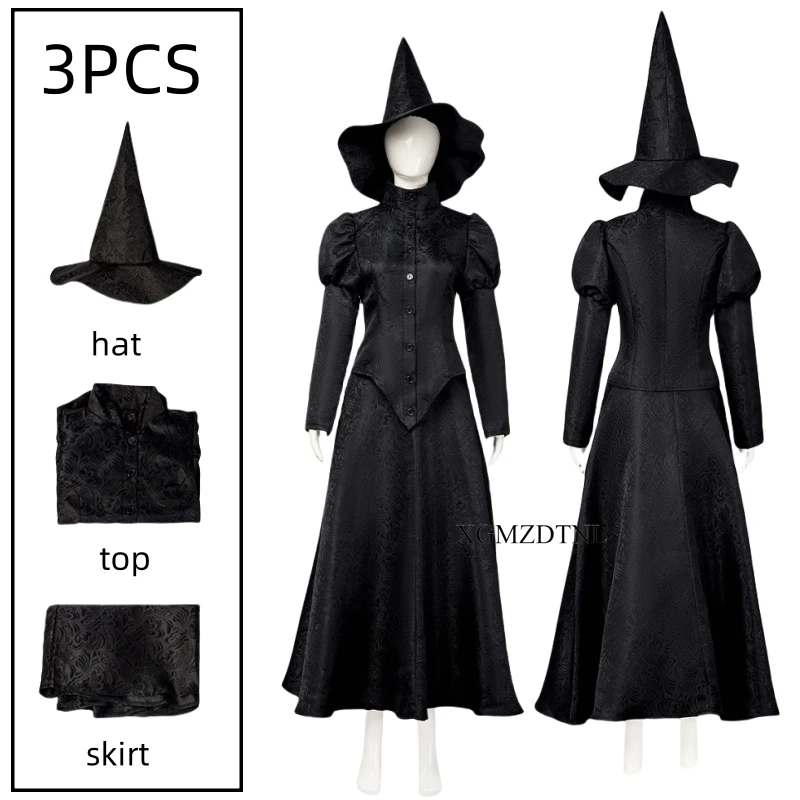 Костюм для косплея викторианской ведьмы злой эвбы из фильма 2024 Черная головная