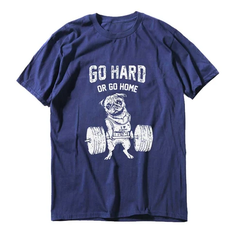 THE COOLMIND 100% cotton casual short sleeve go home or go hard pug printed men T shirt 2017