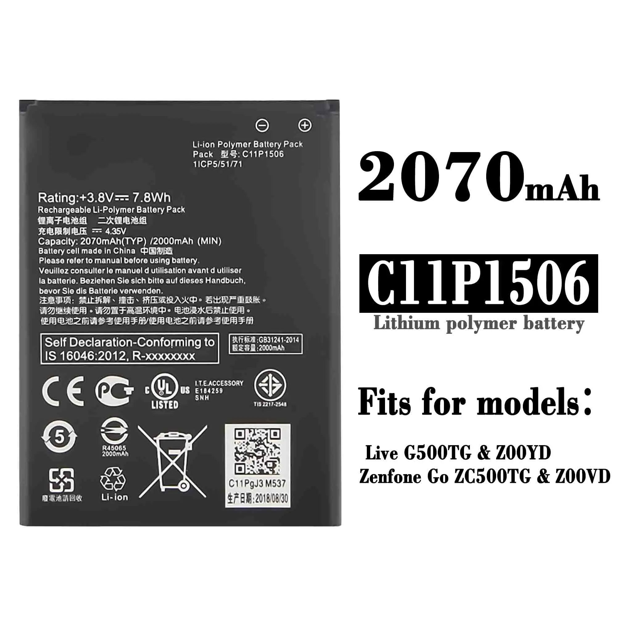 ASUS 100% оригинальный 2070 мАч C11P1506 Аккумулятор для Live G500TG ZC500TG Z00VD ZenFone Go 5 дюймовый