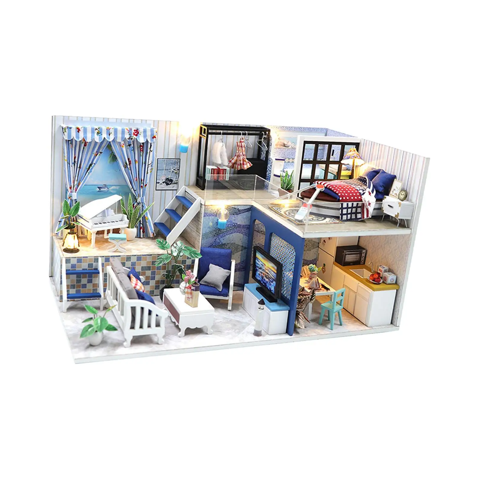

Doll house Handcraft Unfinished Educational for Decor Birthday Gift