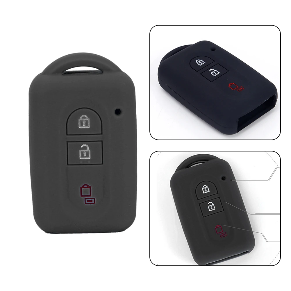 

1pcs Car Key Case 7X4.1X1.8Cm Silicone 3 Buttons Remote Control Protective Cover Replacement For Nissan Qashqai Car Accessories