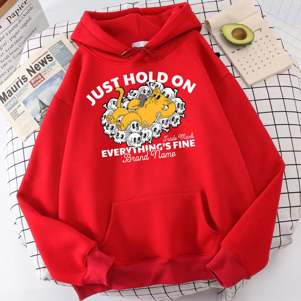 

Свитшот мужской свободного покроя с принтом «Just Hold On All Is Fine»