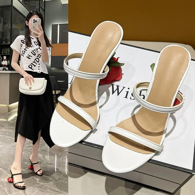 

2022 New Fashion Elegant Open Toe Rose Sandals Women's Stiletto High Heels Slippers Luxury Sandals Women Designers