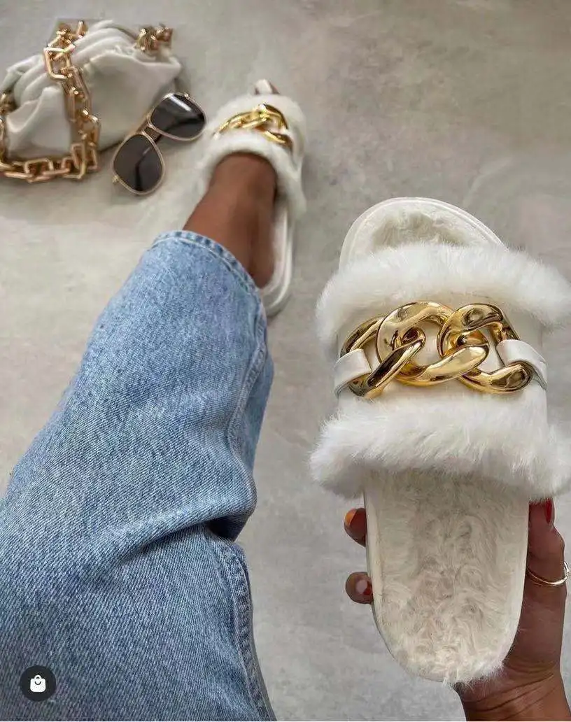 

2022 new cool dragon-American metal deduction hair thick endless slippers women GZ Fengyi4