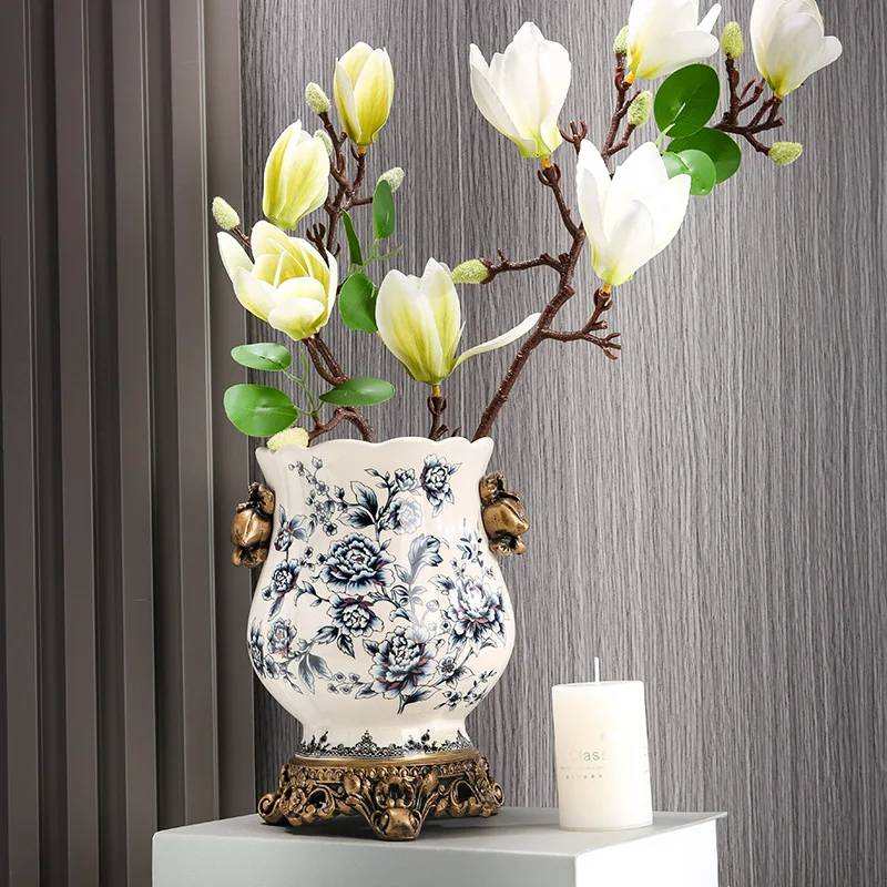 American Ceramic imitation flower vase crystal tree flower vase crafts Chinese ceramic decorative vase ornaments