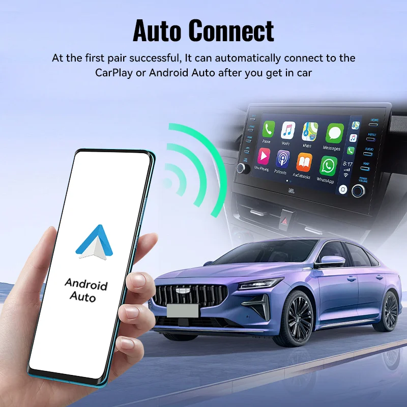 HANG JING Беспроводной адаптер Carplay и Android Auto Smart Dongle Функция 2в1 Автоматическое