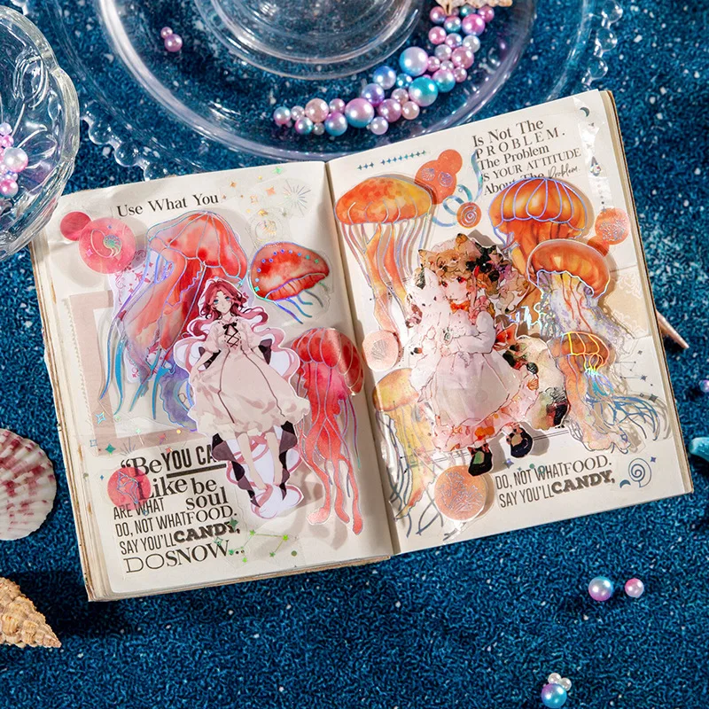 2 шт. лазерная длинная полоса плоская наклейка тема медузы декоративный коллаж