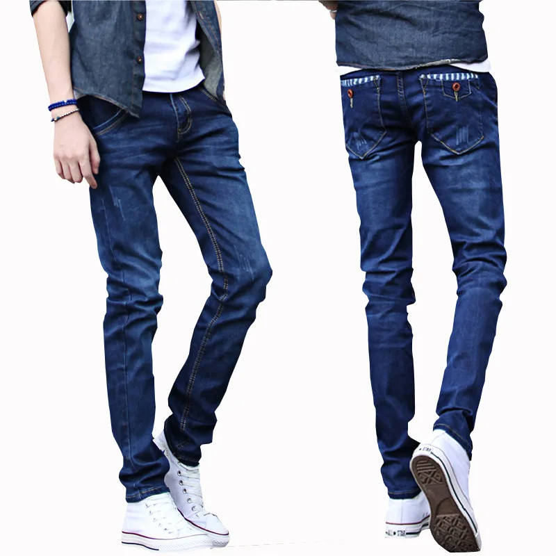 2023 Summer Korean Slim Fit Jeans Men's Brand Fashion Casual Pants Student Youth Youth Men's Pocket Pencil Pants