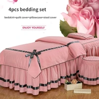 4pcs butterfly beauty salon bedding sets massage spa full cover bedskirt pillowcase stool cover dulvet cover sets 10 colors