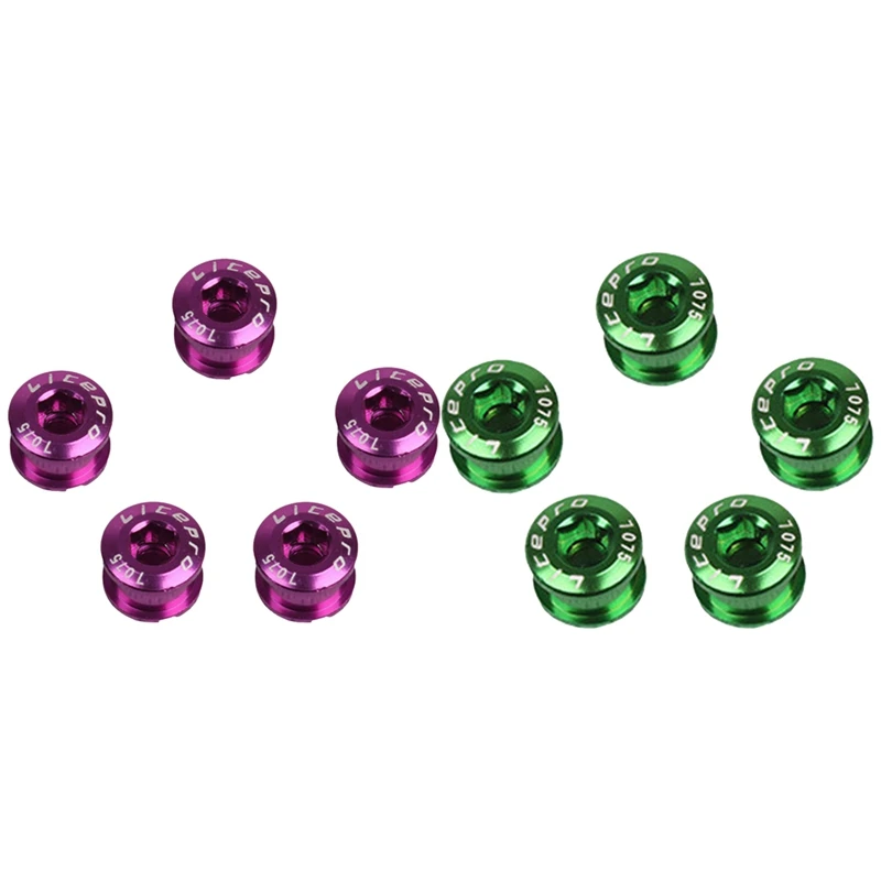 

New Litepro 10Pcs Single Crankset Screw Bicycle Chain Ring Wheel Bolt Road MTB Bicycle Disc Screws Green & Purple