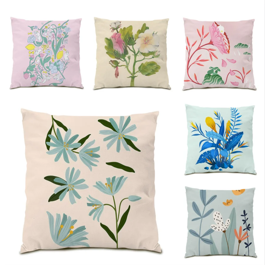 

Velvet Fabric Cushions Cover Flower Home Decoration Polyester Linen Decorative Pillow Cases Simple Cushion Covers 45x45 E0461