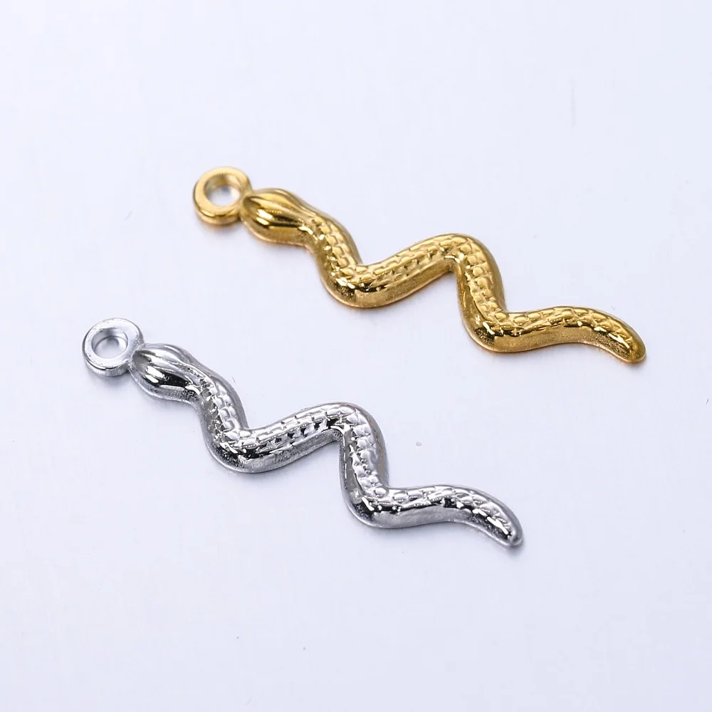 

2pcs Stainless Steel Gold Plated Animal Snake Shape Charms Pendants For Diy Bracelet Necklace Earrings Jewelry Making Supplies