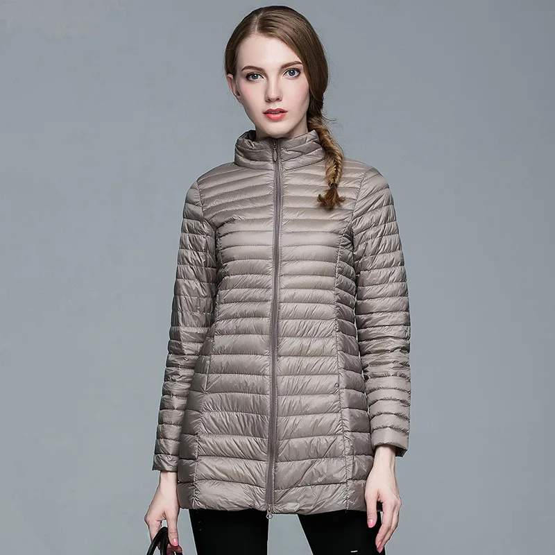 2022 New Woman Spring Down Warm Coat Ultra Light Duck Down Jacket Long Slim Solid Jackets enlarge
