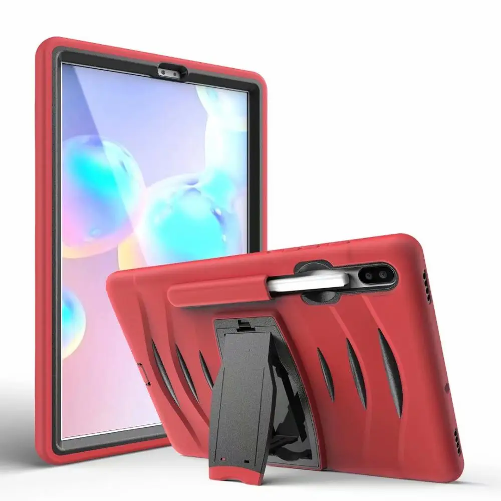 

Case for Samsung Galaxy Tab S6 10.5 inch 2019 T860 T865 Kids Safe Shockproof 3 Layers Heavy Duty Silicone Tablet Cover Coque+pen