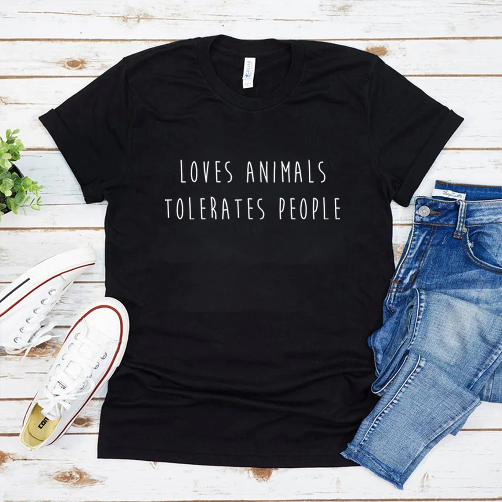 

Animal Lover Shirt Loves Animals Tolerates People Shirt Dog Shirt Animal Tshirt Cat Mom Shirt