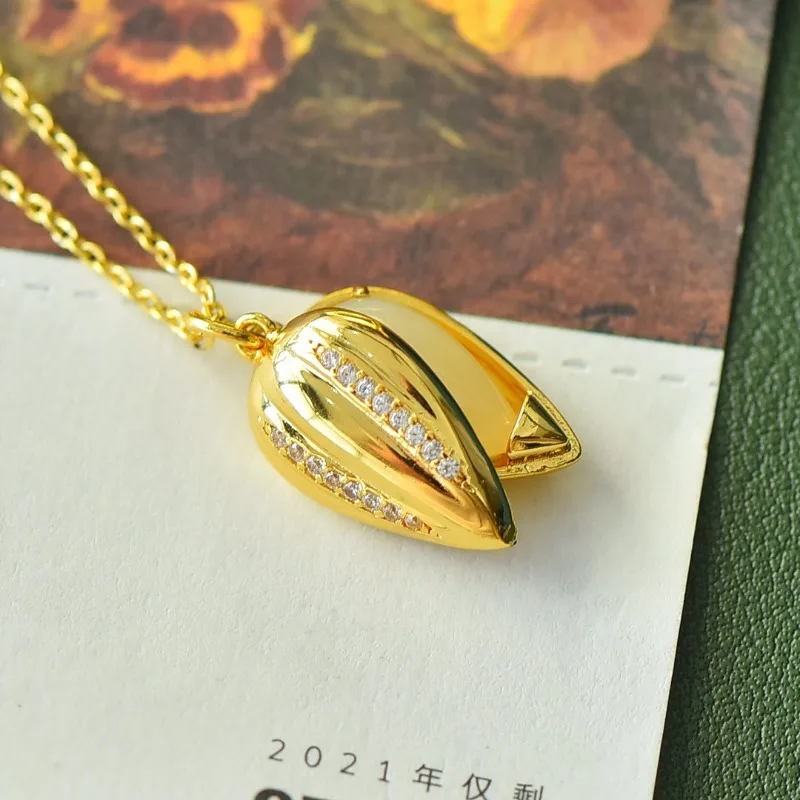 Медная инкрустированная Hetian Jade White Quack Laicai модная подвеска