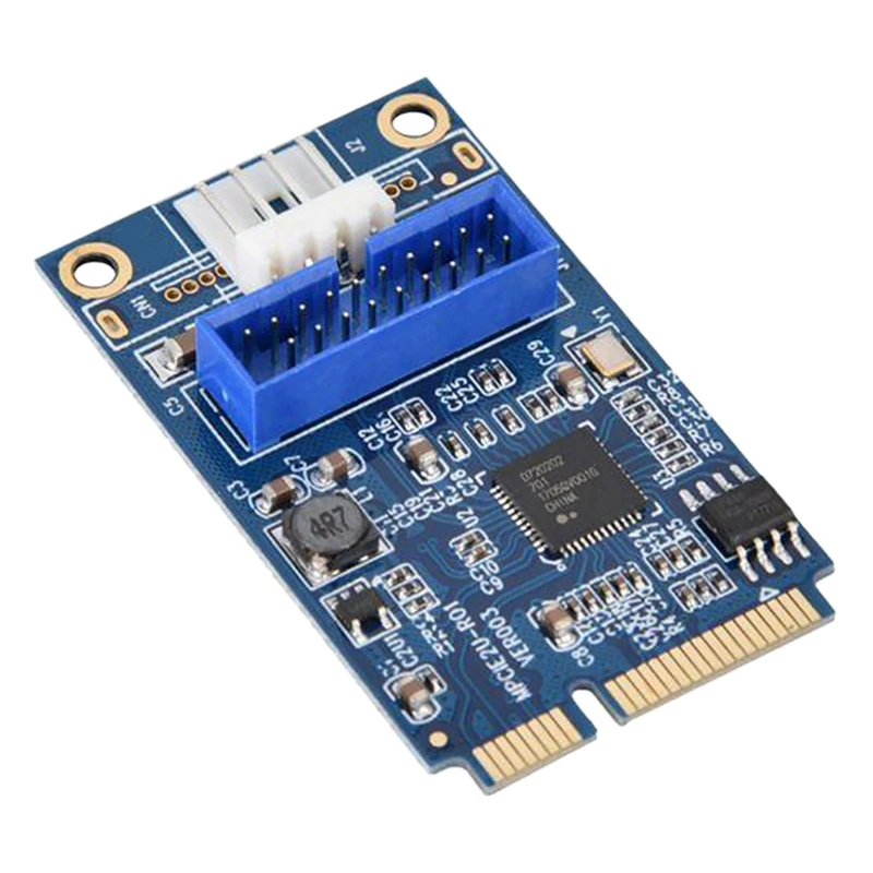 

MINI PCI-E To USB3.0 Front 19 Pin Expansion Card 2 Port Desktop Computer Transfer Expansion Card Small 4Pin Power