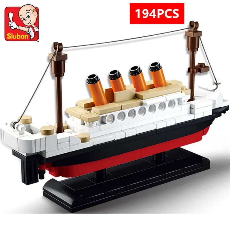 Sluban Titanic RMS Ship Boat Model Building Blocks Sets City DIY Steamboat Friends Bricks Educational Toys Christmas Gift 194PCS