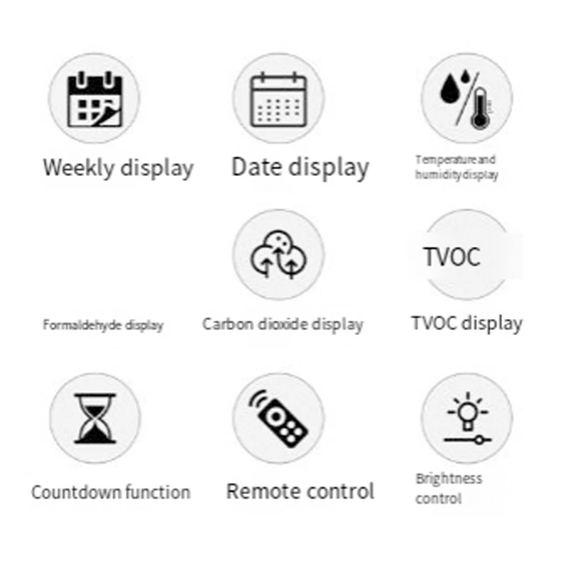 Цифровые настенные часы декоративные с формальдегидом/CO2/TVOC определением дыма