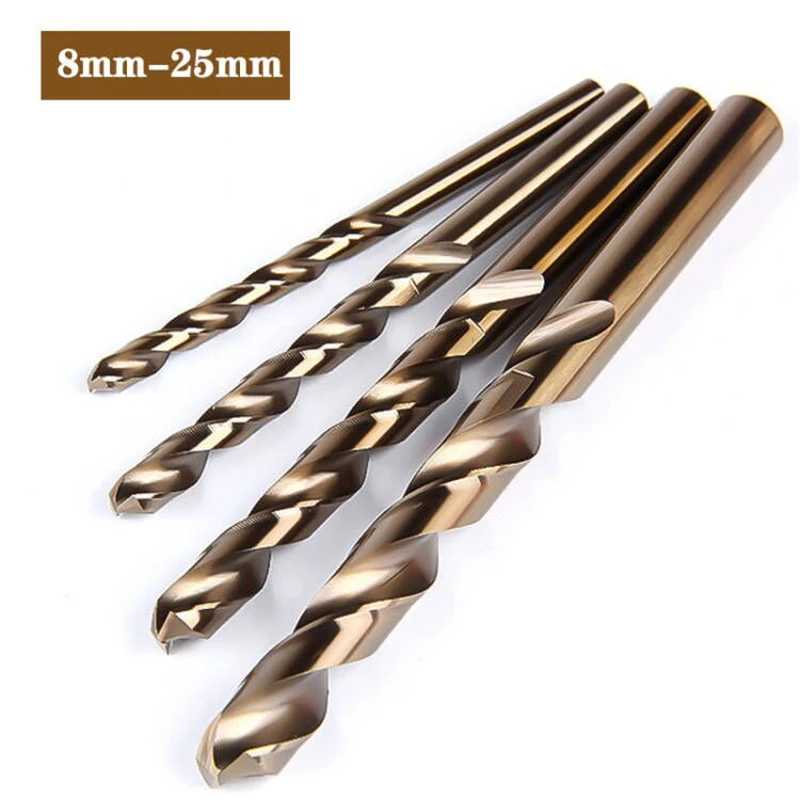 Спиральное сверло из кобальта, 8 мм-25 мм M35, аксессуары для электроинструментов, для сверления отверстий в металлическом алюминиевом корпусе из нержавеющей стали