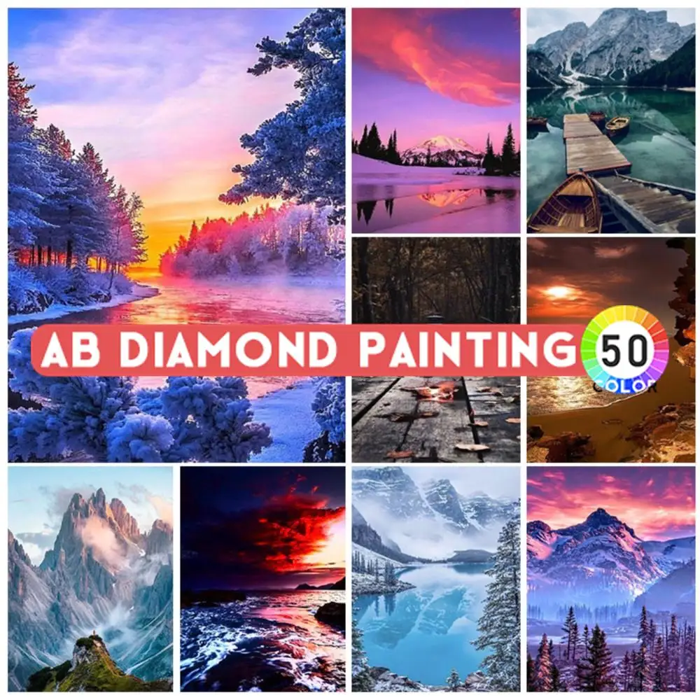 

AB DIY 5D алмазная живопись Снежный Горный пейзаж полная квадратная круглая Алмазная вышивка