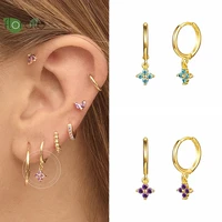 925 sterling silver needle premium crystal colorful flower earrings fashion hoop earrings for women wedding luxury jewelry gifts