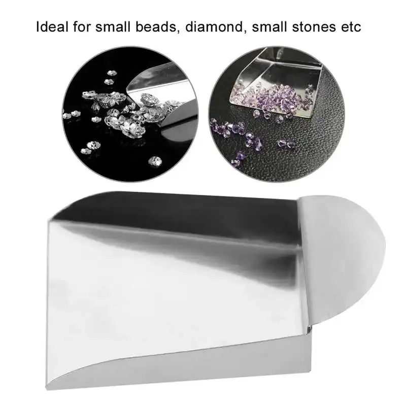 

1pc Stainless Steel Jewelry Shovel Jewelry Scoop for Pearls Gemstones Diamond Beads Tools with Plate Handle Jewelry Tools
