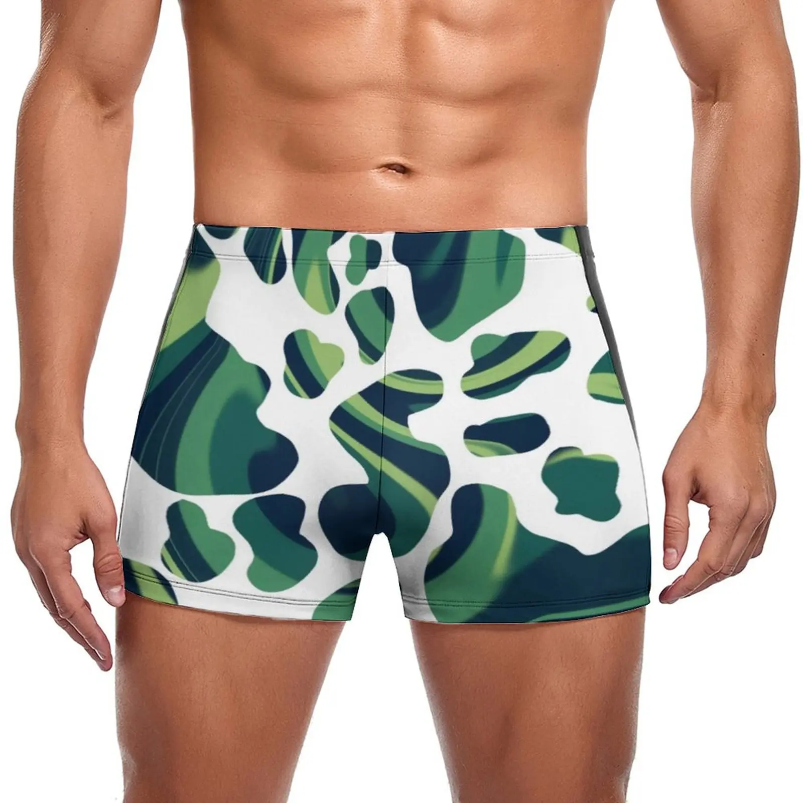 

Плавки для плавания с принтом «Корова», зеленые пляжные шорты большого размера с рисунком животного, из коровьей кожи, мужские трусы на заказ