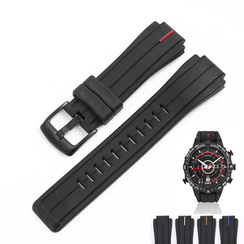 

PEIYI Black Needle Deduction Men's Rubber Watch Chain For T2N720 T2N721 TW2T76300 Silicone Watchband