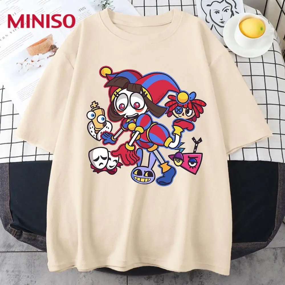 

The Amazing Digital Circus Anime Merch T-Shirt Unisex Pure Cotton Fashion Cartoon Summer 8 Colors Short Sleeved Casual T Shirt