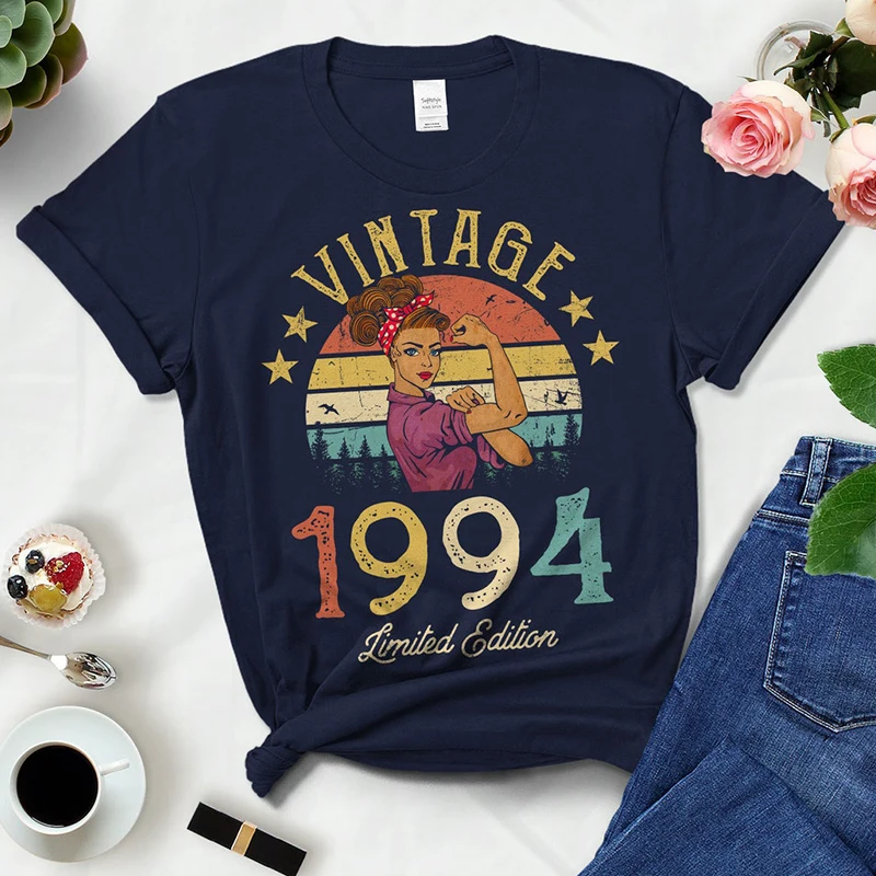 

Vintage 1994 Limited Edition Women T Shirt 29th 29 Years Old Birthday Mother Mom Wife Gift Cotton Black T-shirt Ladies Clothes