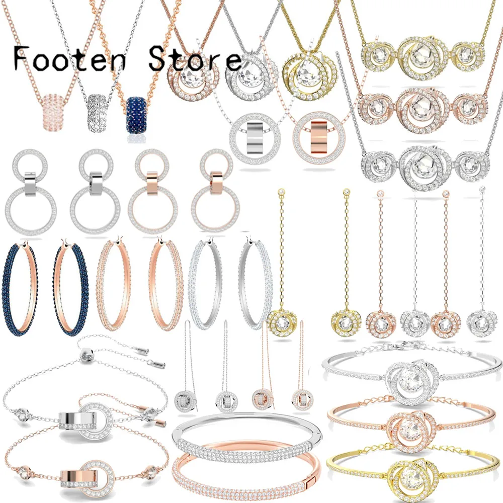 

SWA Fine Jewelry Sets Charms Hollow Classic Geometry Earrings Unique Temperament Earrings Necklace Bracelet Jewelry For Women