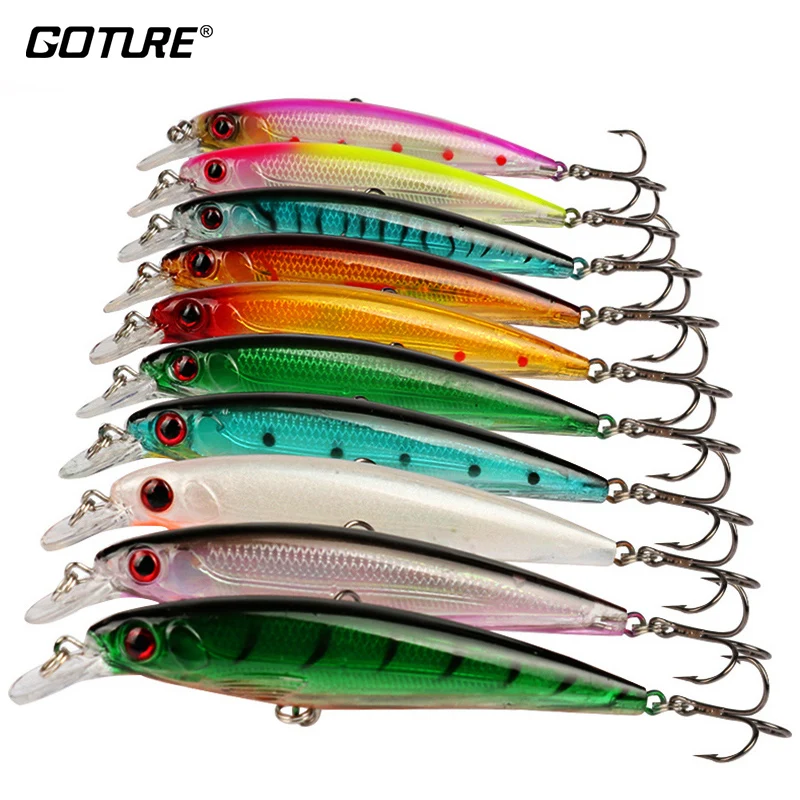 

Goture 10pcs Minnow Fishing Lure 11CM 13G Artificial Baits Hard Fishing Wobblers Swimbait Diving Depth 0.6-2.0m Floating Lures