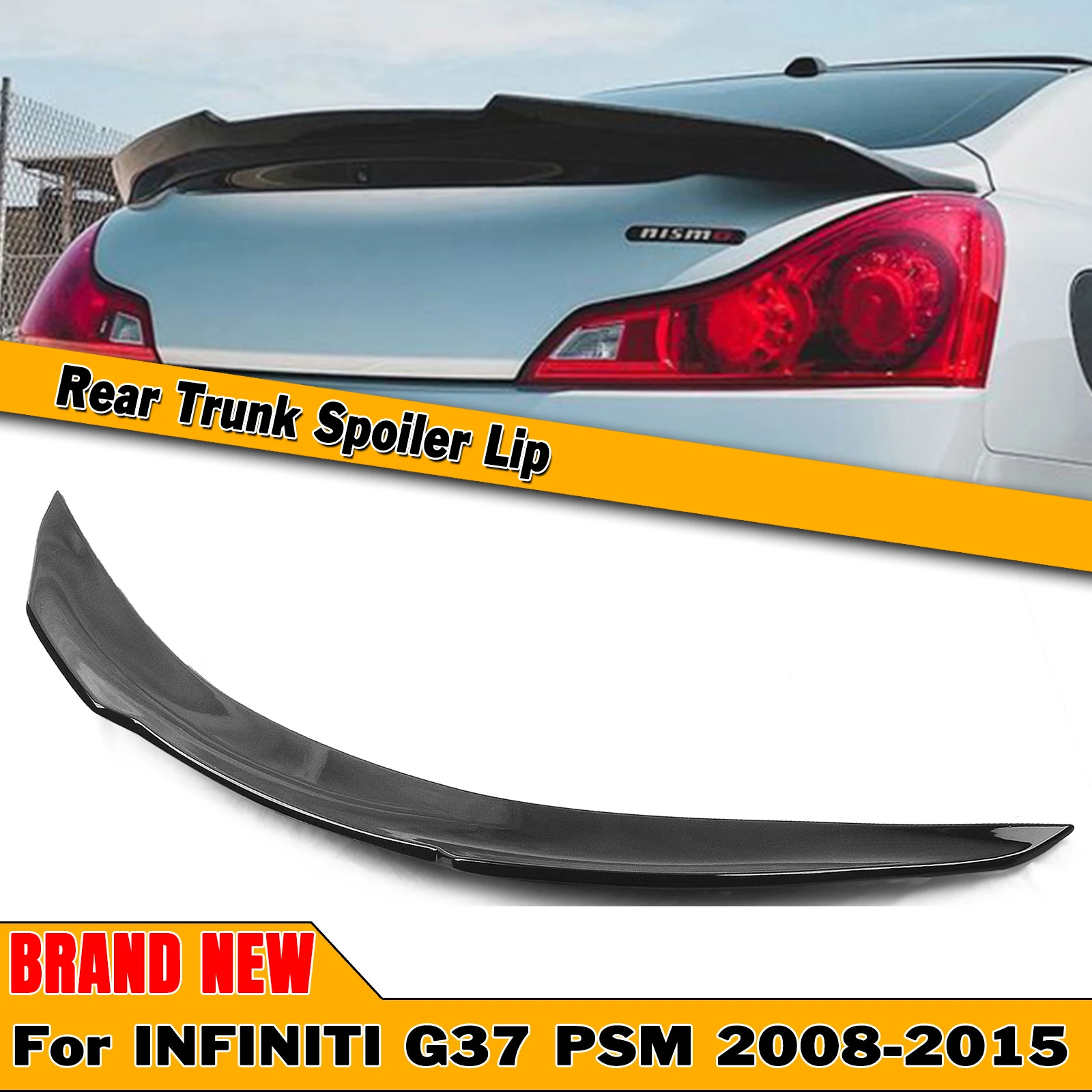 

Rear Trunk Lid Spoiler Wing For Infiniti G37 2 Door Coupe 2008-2015 PSM Style G25 G35 Q40 Glossy Black Decklid Flap Splitter Lip