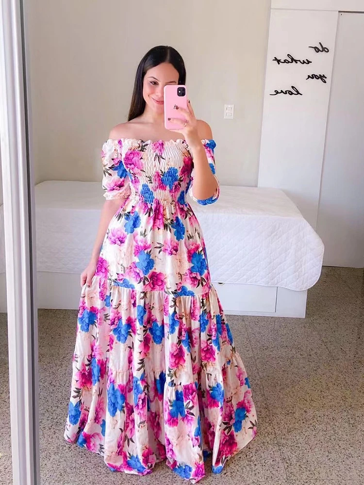 

Elegant Boho Floral Dresses for Women 2022 Summer Long Dress Female Party Sexy Bodycon Woman Clothes Casual Festival Outfits