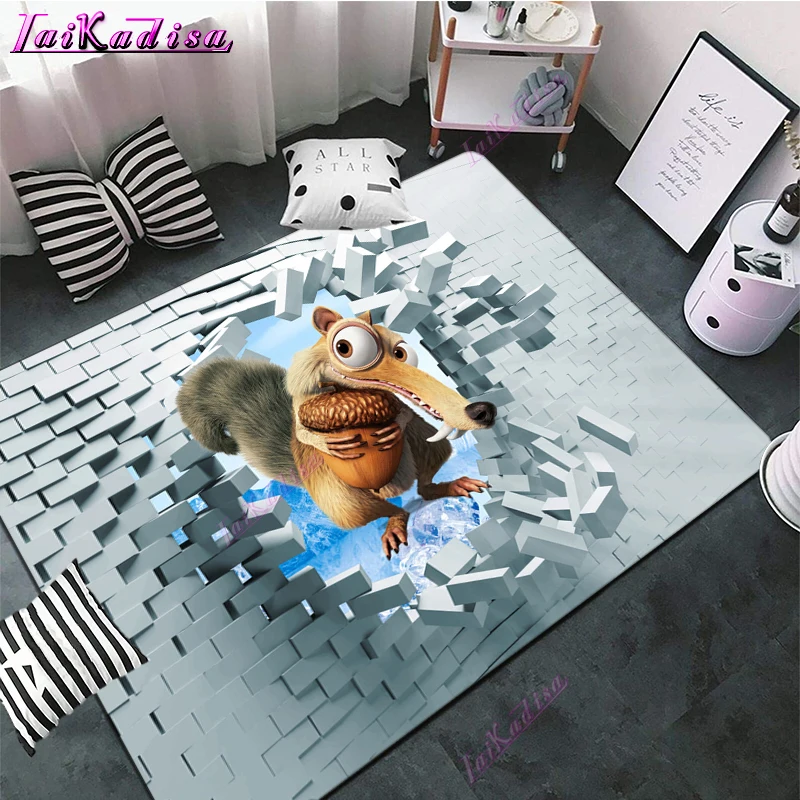 Cartoon Ice Age Square Rug Soft Carpet  Floormat Square Rug Anti-slip Chairmat Baby Play Crawl for Playroom Kidroom