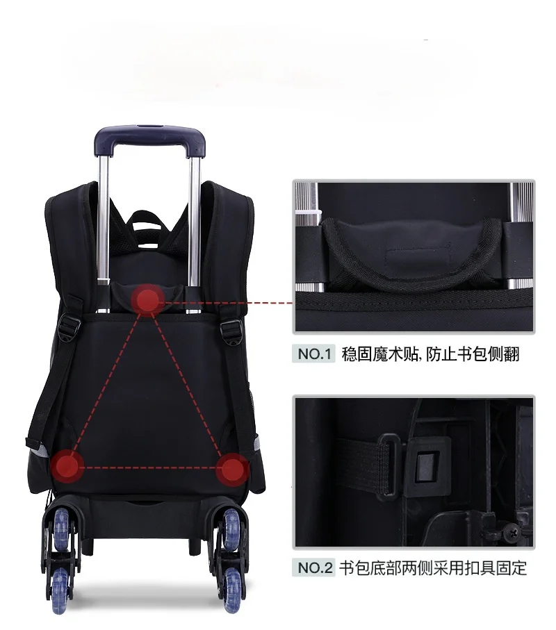 kids Wheeled Backpacks Removable Children School Bags With 3 Wheels Stairs Kids boys girls Trolley Schoolbags Luggage Book Bags