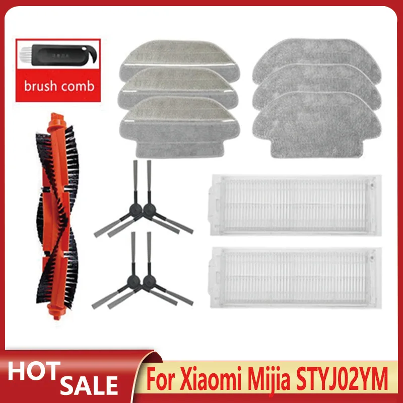 

For XIAOMI MIJIA Sweeping Mopping Robot Vacuum Cleaner STYJ02YM Spare Part Pack Kits Side Roller HEPA Filter Main brush Mop