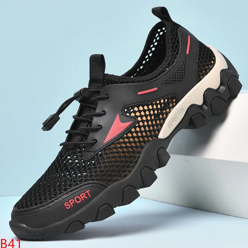 

2023 New Mountaineering Outdoor Tourism Shoes Large Mesh Shoes Men's Breathable Lightweight Climbing Sports Wading Shoes