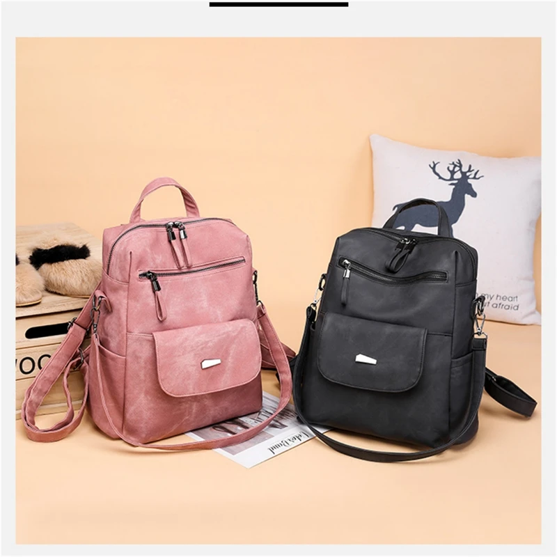 

Fashion Women Backpack Luxury Designer Ladies Backpack Soft Leather School Bags Large Capacity Travel Bags Mochila