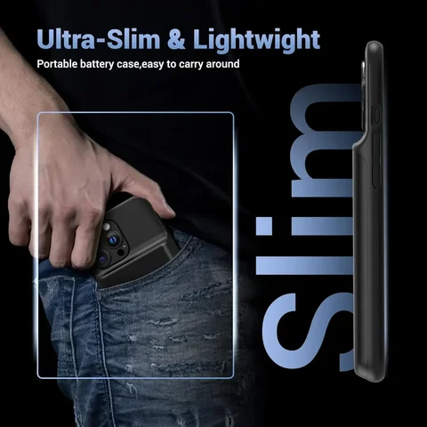 Для iPhone 16 Pro Max/16 Pro/16E/16 Plus умный чехол для зарядного устройства аккумулятор Power Bank внешняя крышка для зарядки bateria