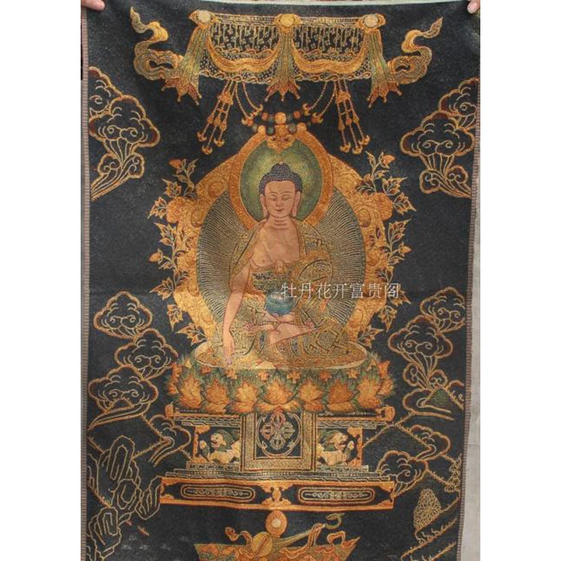 

Chinese Antique collection the Thangka embroidery buddha diagram