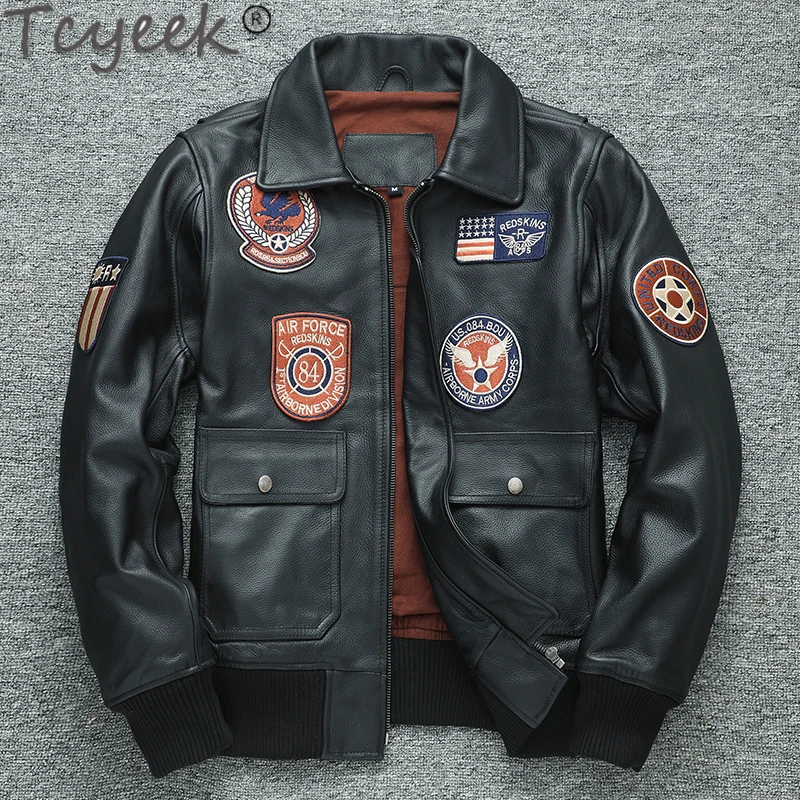 

Куртка Tcyeek мужская из натуральной воловьей кожи, мотоциклетный пиджак с лацканами, новая стильная осенняя