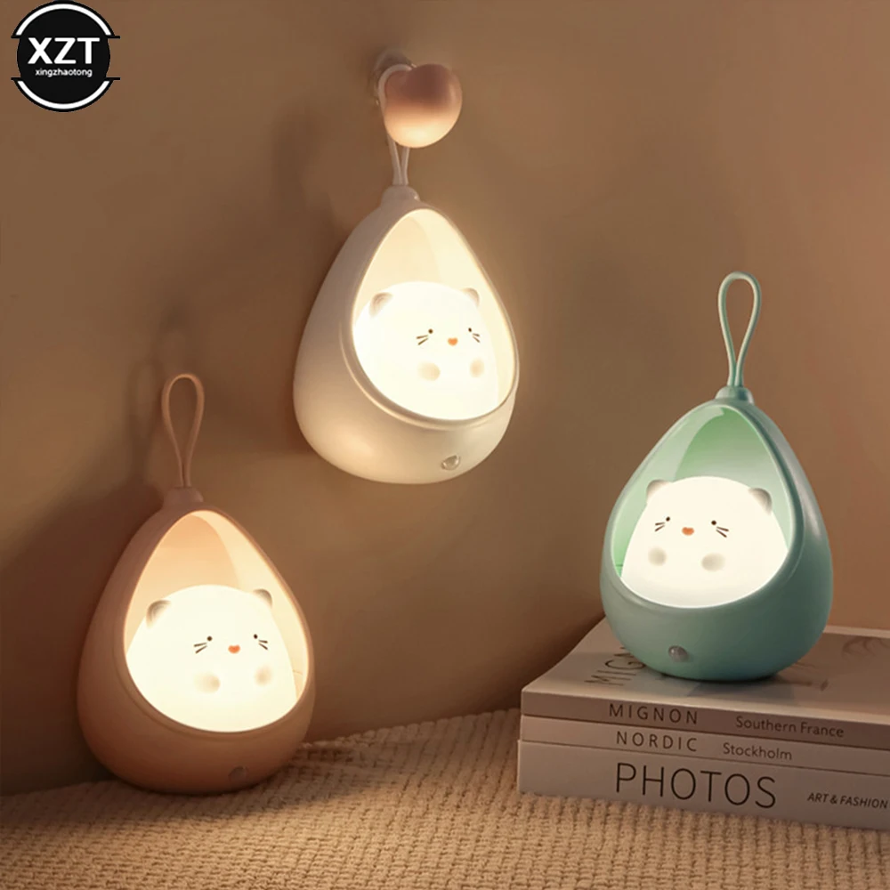 

Cute Animal LED Night Light Sensor Control Human Induction lamp For Children Kids Bedroom USB Rechargeable Silicone wall lights