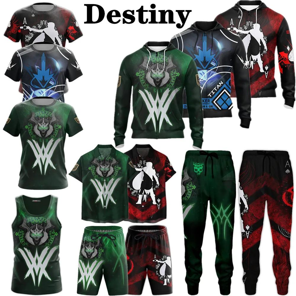 

Destiny 2 Cosplay Hoodie Hooded Coat Unisex Streetwear Printed Pullover Teen Zipper Jacket Pants