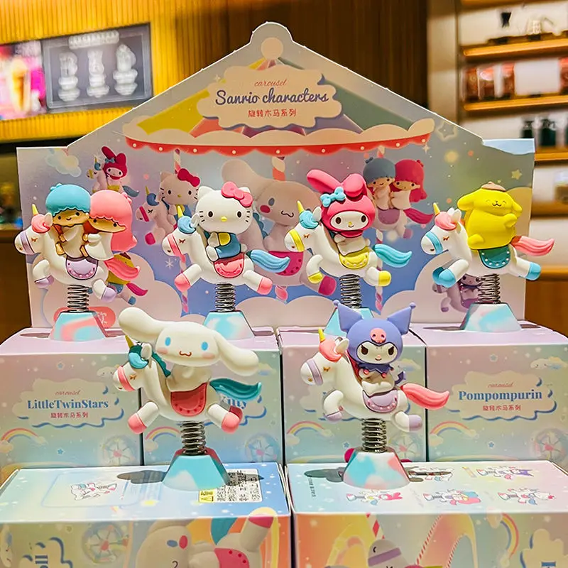 

Kawaii Sanrios Doll Kuromi My Melody Cinnamoroll Hello Kittys Cartoon Cute Carousel Series Desktop Decoration Gifts for Girls