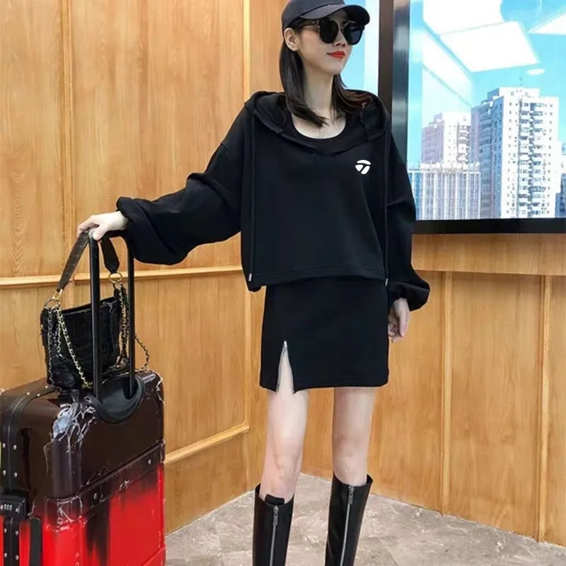 

Hazzys Autumn Women Golf Wear New Two Piece 2023 Golf One Piece Dress Long Sleeved Tee Skirt Set Golf Suit Women's Golf Clothing