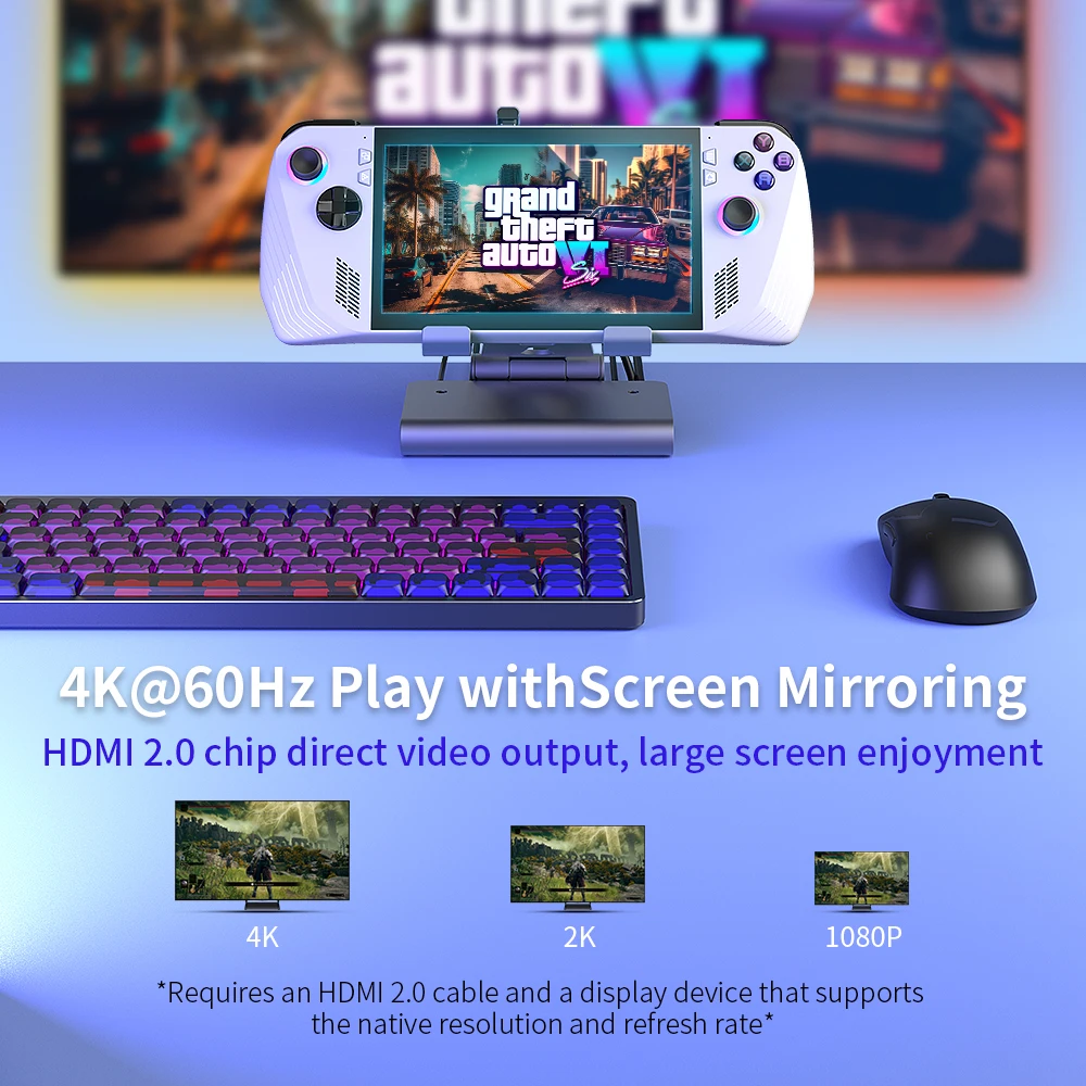 Фото Док-станция с двумя вентиляторами RGB для игровой консоли ROG ALLY SteamDeck AOKZOE OneXPlayer, док-станция с регулируемой высотой, кронштейн для док-станции 4K 60 Гц №4